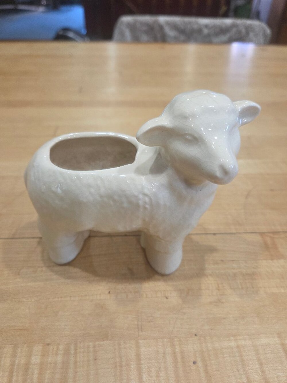 Vintage 1940s Hull Pottery White Lamb Planter USA 965 Nursery Decor
